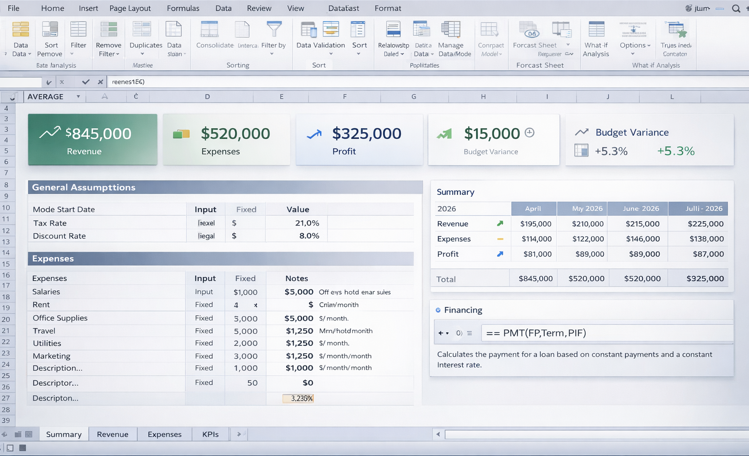 Excel financial model